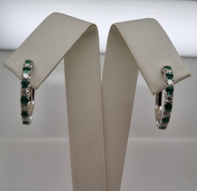 Emerald & Diamond Hoop Earrings